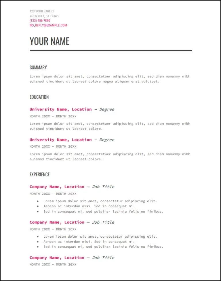 Free resume templates